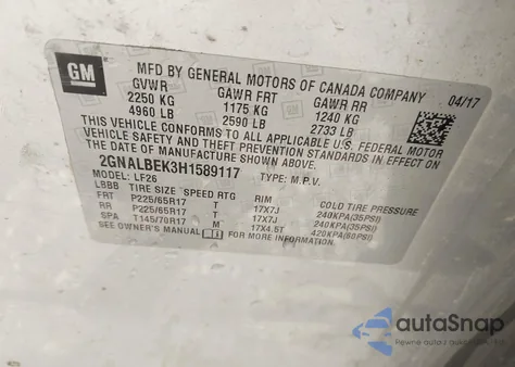 2017 Chevrolet Equinox Ls from USA, damaged, VIN 2GNALBEK3H1589117
